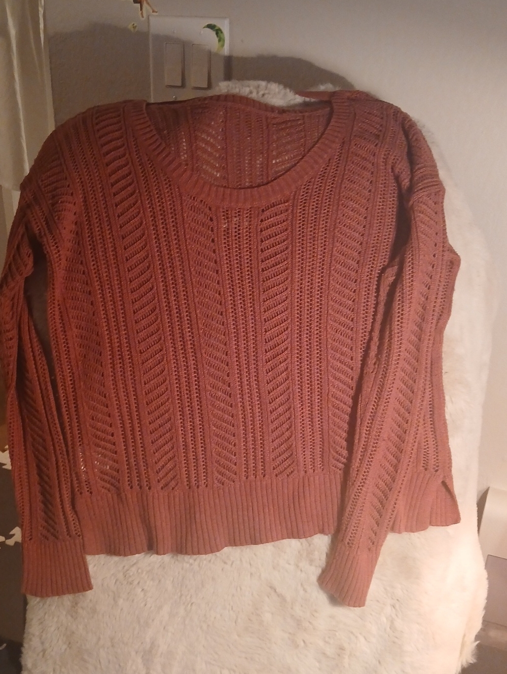 American Eagle Outfitters Open-Knit Scoopneck Sweater in Rust